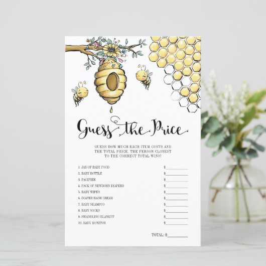 Floral Beehive Honey Bee rät das Preisspiel (Stehend Vorderseite)