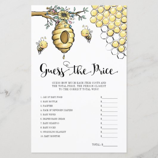 Floral Beehive Honey Bee rät das Preisspiel (Vorderseite)