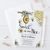 Floral Beehive Honey Sweet Bee Girl Baby Dusche