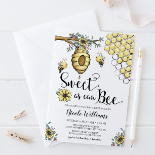 Floral Beehive Honey Sweet Bee Girl Baby Dusche Einladung