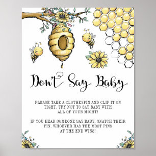 Floral Beehive Honey Sweet Bee Say Baby nicht Poster