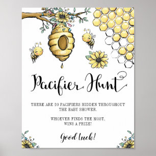 Floral Beehive Honey Sweet Beet Schnuller Hunt Poster