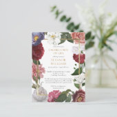 Floral Beerdigung Gold Feier des Lebens Ankündigungspostkarte (Stehend Vorderseite)