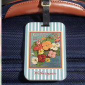 Floral Begonias Pink 1902 Seed Packet Blue Stripes Gepäckanhänger