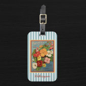 Floral Begonias Pink 1902 Seed Packet Blue Stripes Gepäckanhänger