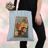 Floral Begonias Pink 1902 Seed Packet Blue Stripes Tasche