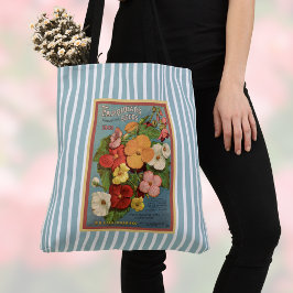 Floral Begonias Pink 1902 Seed Packet Blue Stripes Tasche