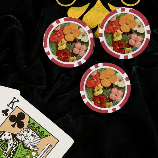 Floral Begonias Pink 1902 Seed Packet Red Teal Pokerchips