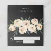 Floral Beige Black Wedding Platzkarte (Außenseite Aufgefaltet)