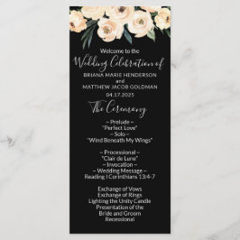 Floral Beige Black Wedding Programm