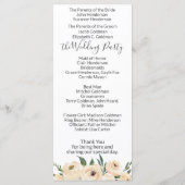 Floral Beige Blush am White Wedding Programm (Rückseite)