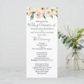 Floral Beige Blush am White Wedding Programm (Stehend Vorderseite)