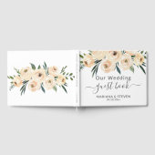Floral Beige Blush auf White Wedding Gästebuch (Voll)