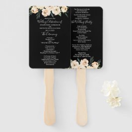 Floral Beige Blush Black Wedding Programm Fächer