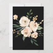 Floral Beige Blush Rose Gold auf Black Wedding Einladung (Rückseite)