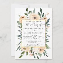 Floral Beige Blush Rose Gold auf Weiße Hochzeit