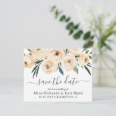 Floral Beige Blush Rose Gold Save the Date Ankündigung (Stehend Vorderseite)