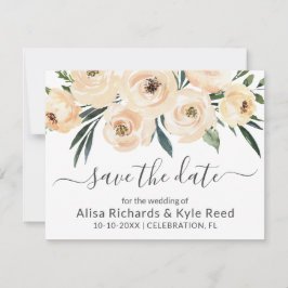 Floral Beige Blush Rose Gold Save the Date Ankündigung