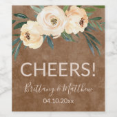 Floral Beige Brown Gastgeschenke Hochzeiten Weinetikett (Einzelnes Label)