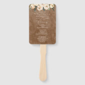 Floral Beige Brown Hochzeitsprogramm Hand Fan Fächer (Vorderseite)