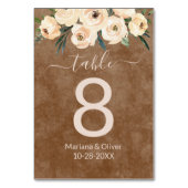 Floral Beige Brown Tischnummer (Rückseite)