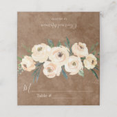 Floral Beige Brown Wedding Platzkarte (Außenseite Aufgefaltet)