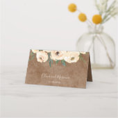 Floral Beige Brown Wedding Platzkarte (Rückseite)
