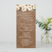Floral Beige Brown Wedding Program Programm (Stehend Vorderseite)