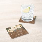 Floral Beige Brown Wedding Rechteckiger Pappuntersetzer (Vor Ort)