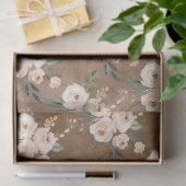 Floral Beige Brown Wedding Seidenpapier (Geschenk)