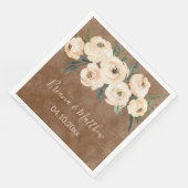 Floral Beige Brown Wedding Serviette (Ecke)