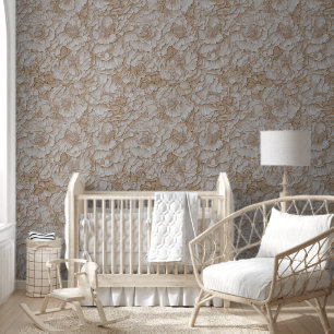 Floral beige Creme Rose Muster chic Tapete