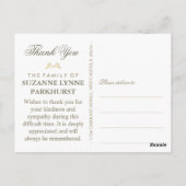 Floral Beige Foto Danke Post Card Postkarte (Rückseite)