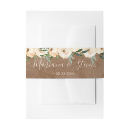 Floral Beige Gold auf Brown Wedding Inv Einladungsbanderole