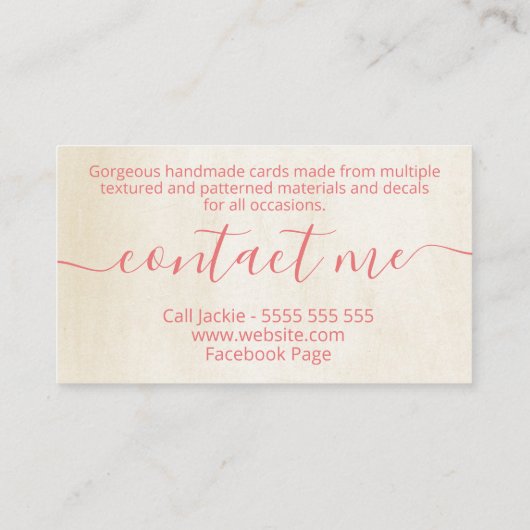 Floral Beige Gold Fossilien Handgefertigte Karten (Rückseite)