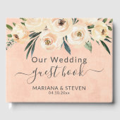 Floral Beige Peach Wedding Gästebuch (Vorderseite)