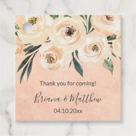 Floral Beige Pink Gastgeschenk Hochzeit Tags Geschenkanhänger
