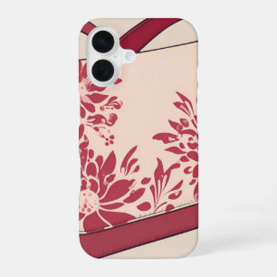 Floral Beige & Red AI art iPhone 16 Hülle