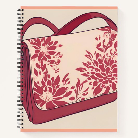 Floral Beige & Red AI art Notizblock (Vorderseite)