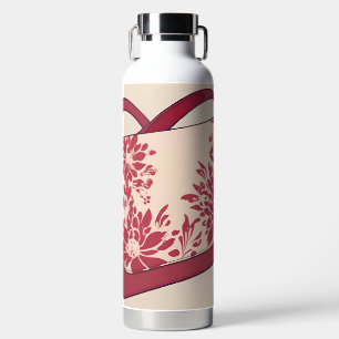 Floral Beige & Red AI art Trinkflasche