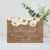 Floral Beige Rose Gold Brown RSVP Card Dankeskarte (Stehend Vorderseite)