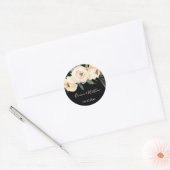 Floral Beige Schwarze Gastgeschenke Hochzeiten Runder Aufkleber (Umschlag)