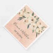 Floral Beige Wedding Serviette (Ecke)