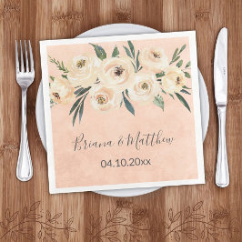 Floral Beige Wedding Serviette