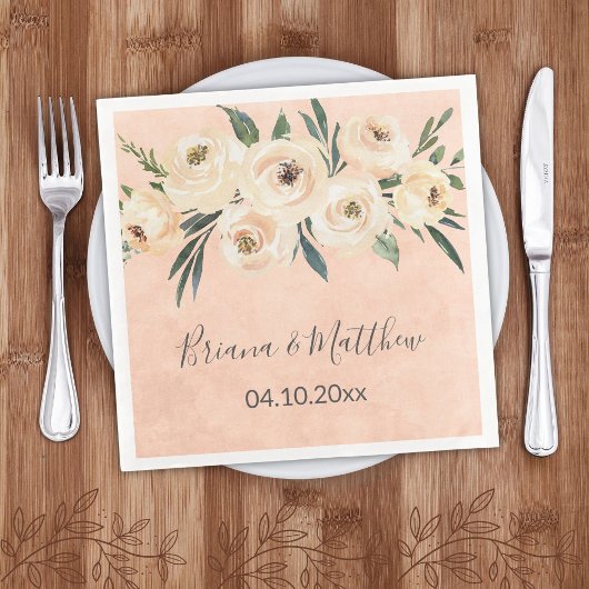 Floral Beige Wedding Serviette