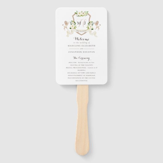 Floral Beige Weiße Vegetation Elegantes Elfenbeinf Fächer (Vorderseite)