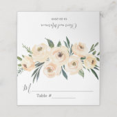 Floral Beige White Wedding Platzkarte (Außenseite Aufgefaltet)