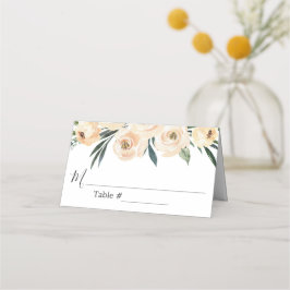 Floral Beige White Wedding Platzkarte