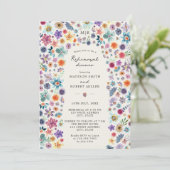 Floral Beige Wildblume Hochzeit Probe Dinner Einladung (Stehend Vorderseite)