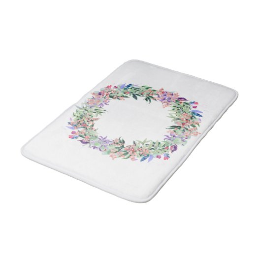 Floral Berries Wreath Badematte (Schrägansicht)